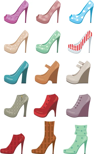 Kvinnligt skor set — Stock vektor