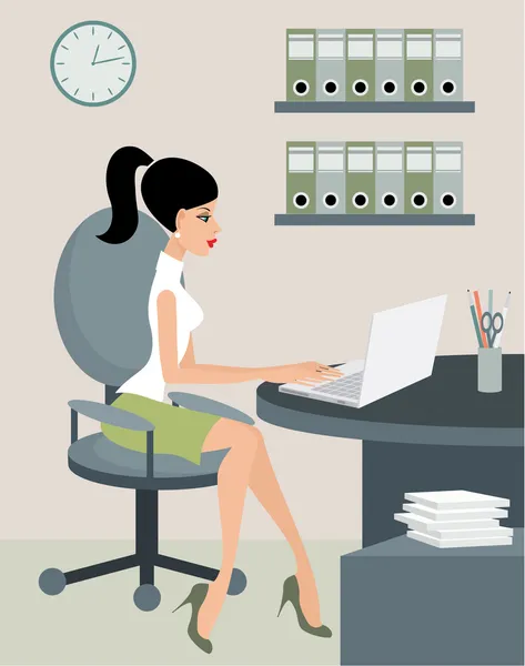 Sekretářka v kanceláři — Stockový vektor