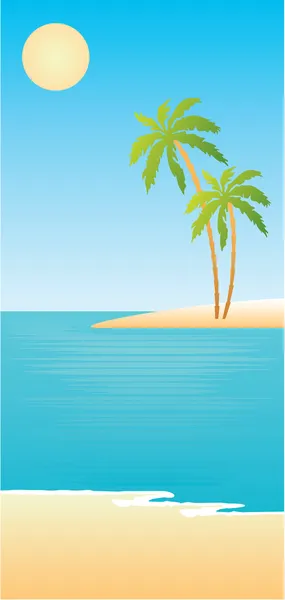 Spiaggia tropicale con palme — Vettoriale Stock