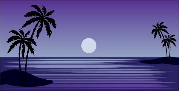 Tropisk strand med palmer — Stock vektor