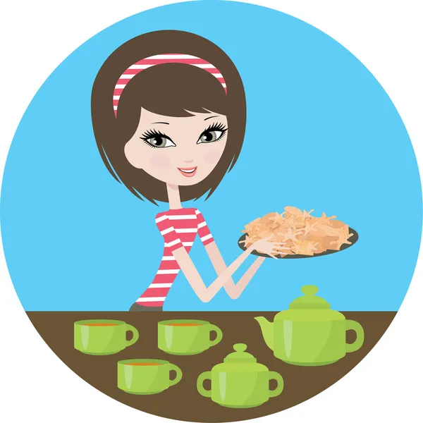 Pretty girl with cookies — Stock Vector