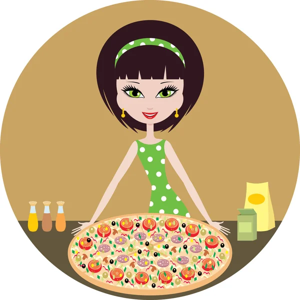 Girl with pizza — Stock Vector