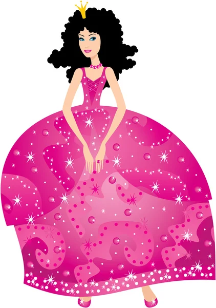 Princesse en robe rose — Image vectorielle