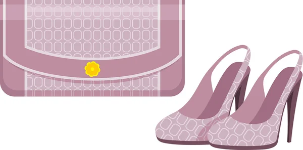 Vrouwelijke zak en schoenen — Stockvector