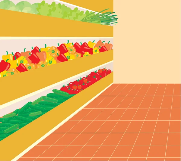 Supermarkt. een plantaardige nummer — Stockvector