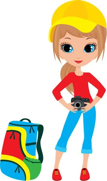 Pretty girl with the camera — Stock Vector