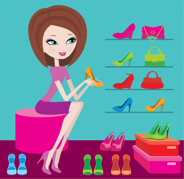 Loja de calçado feminino — Vetor de Stock
