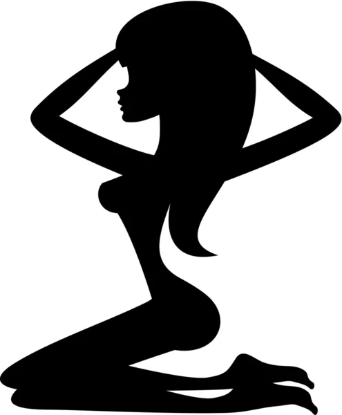 Silhouet van de vrouw op een witte achtergrond — Stockvector