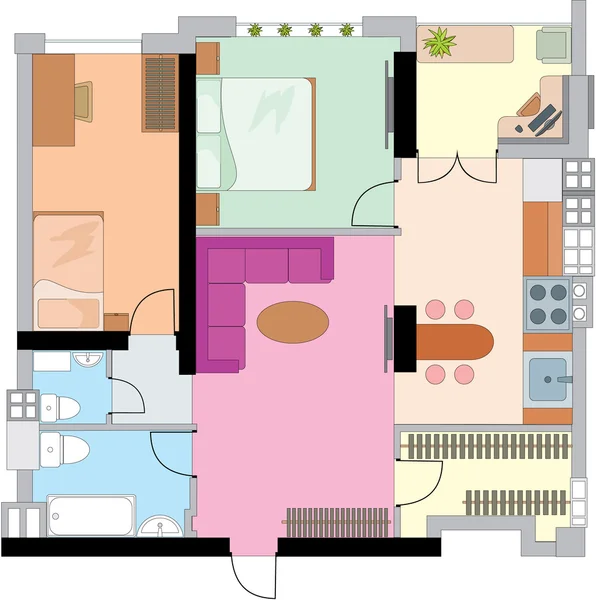 Lägenhet ritning — Stock vektor