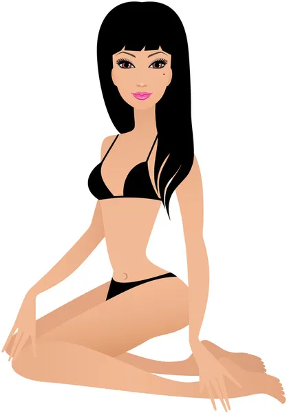 Young woman in a bathing suit — Stock Vector