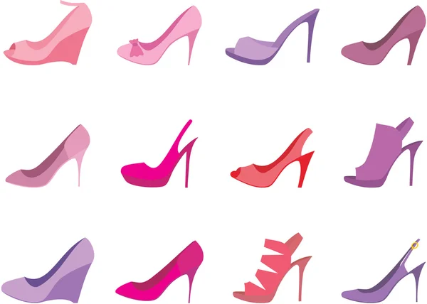 Sapatos femininos em um fundo branco — Vetor de Stock