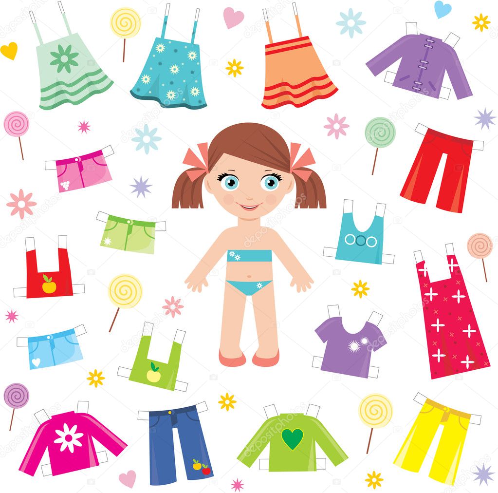 Paper doll with clothes set Stock Vector Image by ©gurZZZa #7562591