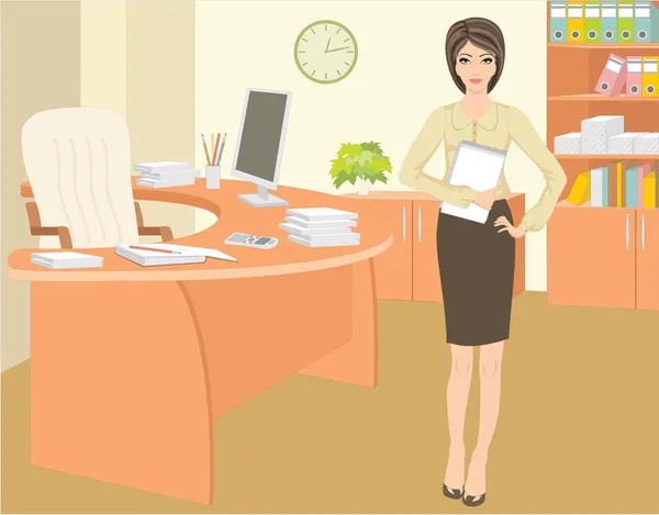 Businesswoman in office — Stock Vector