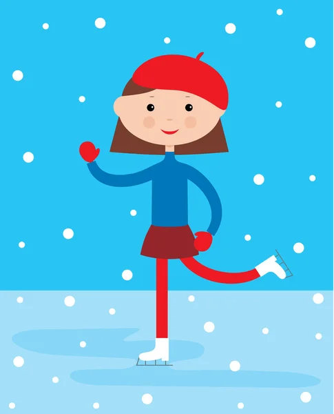 Flicka på en åka skridskor isbanan. — Stock vektor