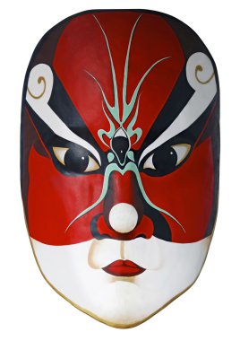 Chinese traditional opera facial painting with white isolated ba clipart