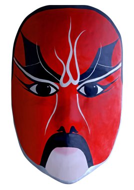 Chinese traditional opera facial painting with white isolated ba clipart