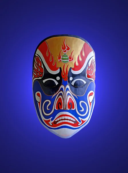 Maska čínské opery s modrým pozadím izolované — Stock fotografie