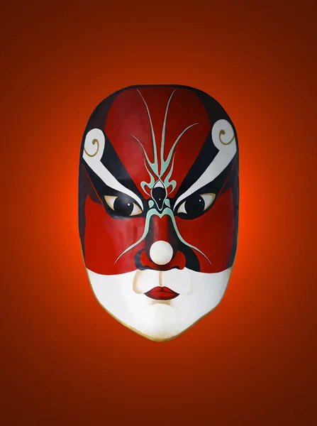 Çin operası izole kırmızı arka plan ile maskesi — Stok fotoğraf