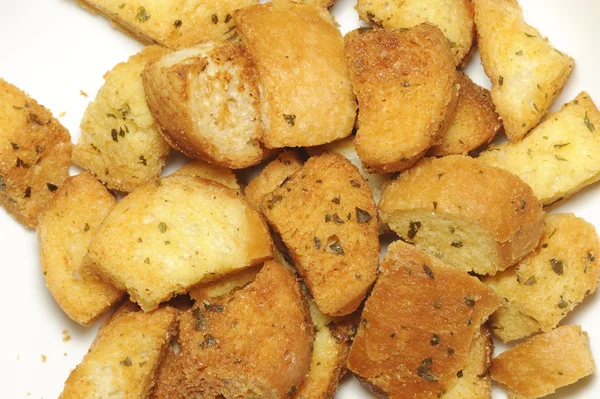 Nærbillede af lækre brød croutoner - Stock-foto