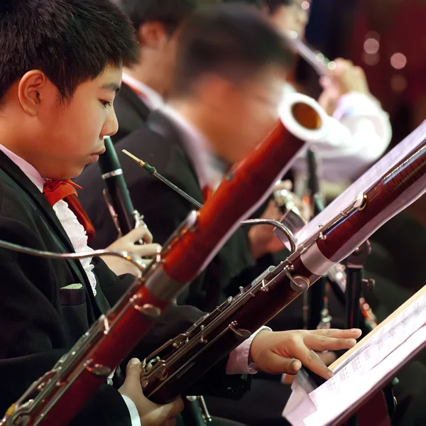 stock image Bassoon boy in concert