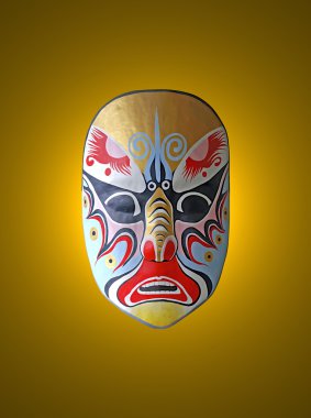 Mask of opera with golden isolated background clipart