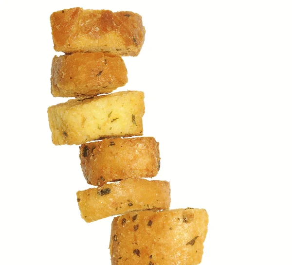 stock image Closeup of delicious bread croutons