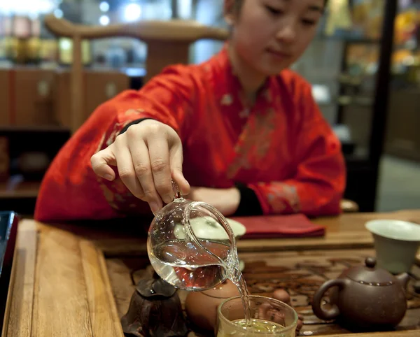 中国茶道的女孩 — 图库照片