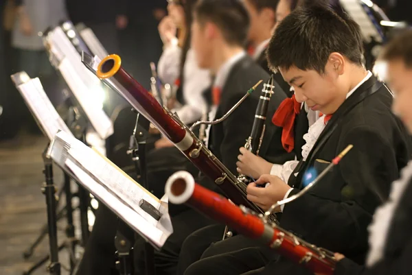 stock image Bassoon boy in concert