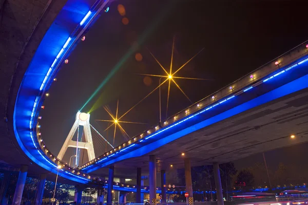 stock image Bright lights under urban overpass