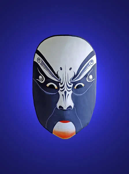 Maschera di opera cinese con sfondo blu isolato — Foto Stock