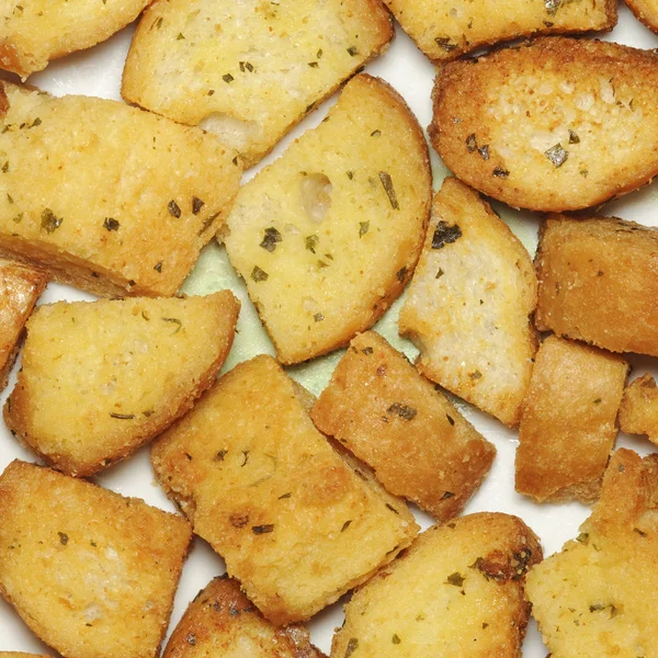 Nærbillede af lækre brød croutoner - Stock-foto