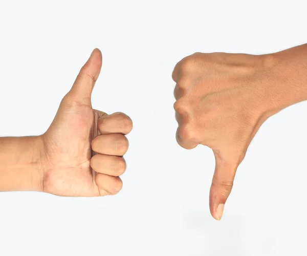Thumbs up and down — Stock Photo, Image
