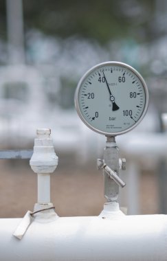 Pressure Gauge install on top of pipe with venting point isolate clipart