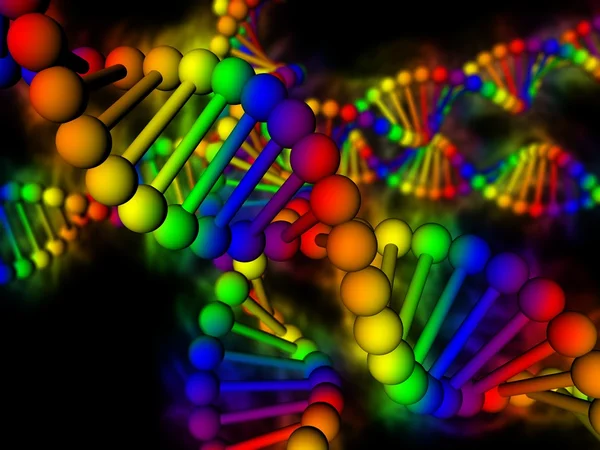 ДНК - дезоксирибонуклеїнова кислота на чорному фоні — стокове фото