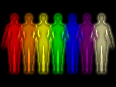 Simple background with colored Human energy body - aura clipart