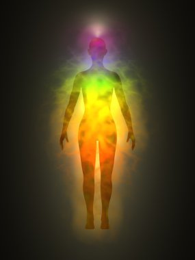 Human energy body, aura, chakras, energy, silhouette clipart
