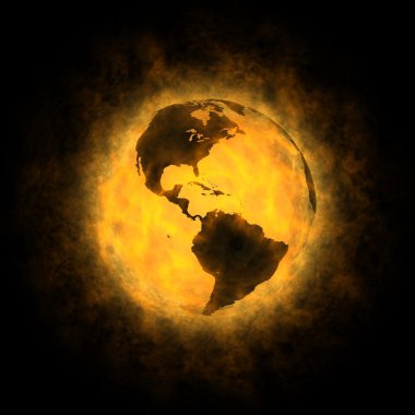 Total warming of planet Earth - America clipart