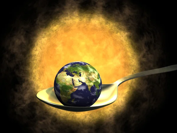 Aarde en zon, globale opwarming van de aarde — Stockfoto