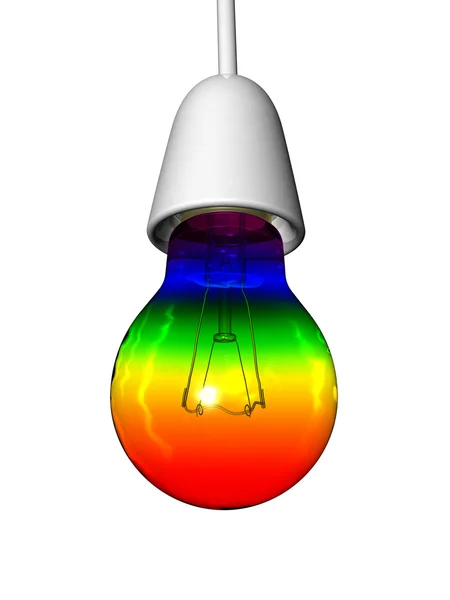 白い背景で隔離の虹電球 — ストック写真