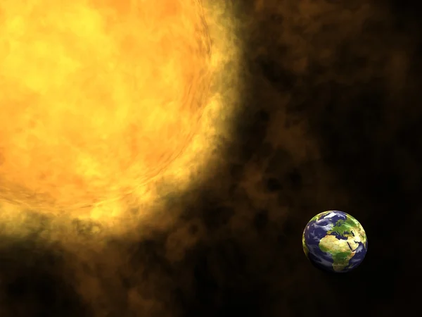 Toprak ve güneş, küresel ısınma — Stok fotoğraf