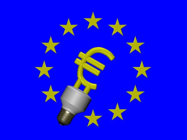 EURO symbol compact fluorescent lamp — Stock Photo, Image