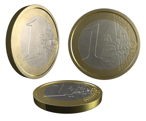 stock image One EURO coin on white background