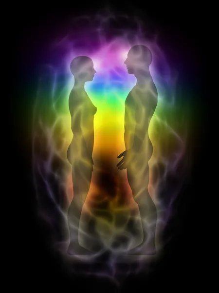Femme et homme corps énergétique, aura, chakras, énergie, silhouette Image En Vente