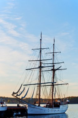 Tall Ship at dawn clipart