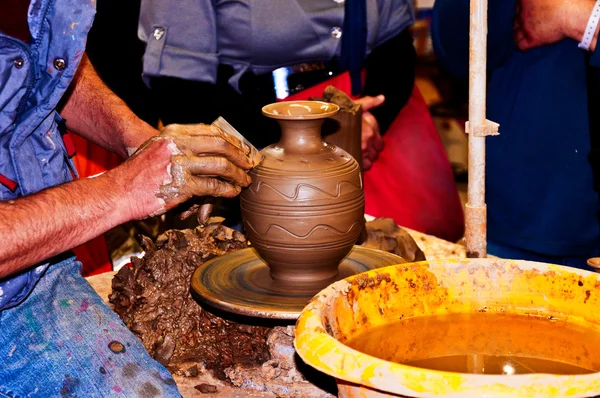 stock image Hands of a potter, creating jar