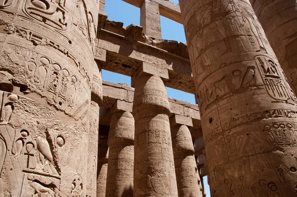 stock image Сolumns ancient temple with old hieroglyphs