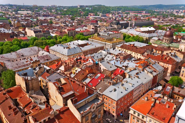 Ovan Visa stadshuset på lviv Ukraina — Stockfoto