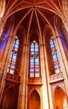 Arched ceiling with stained glass windows clipart