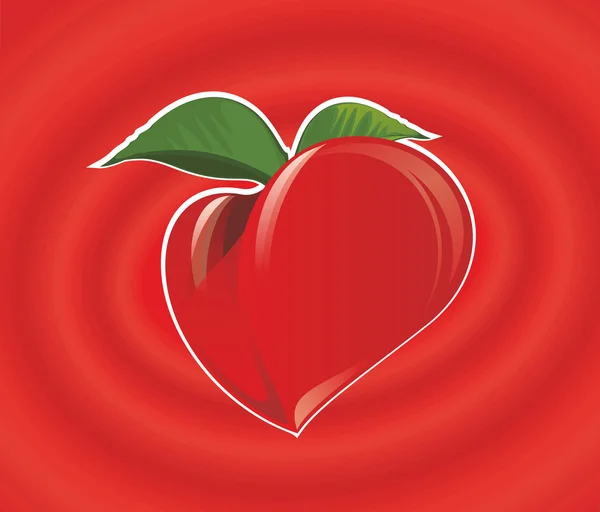 stock vector Red heart with leaf