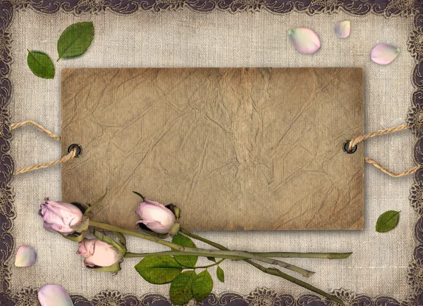バラとロマンチックなスクラップ ブックの背景 — ストック写真